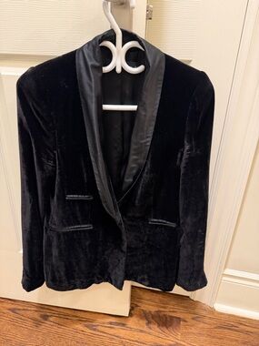 Women's Black Velvet Blazer Jacket